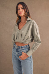 ANGIE OVERWRAP FRONT CROP SHIRTS