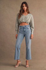 ANGIE OVERWRAP FRONT CROP SHIRTS