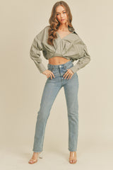 ANGIE OVERWRAP FRONT CROP SHIRTS