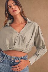 ANGIE OVERWRAP FRONT CROP SHIRTS
