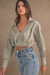 ANGIE OVERWRAP FRONT CROP SHIRTS
