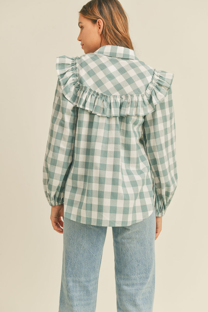 JIA RUFFLE SHOULDER BLOUSE