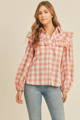 JIA RUFFLE SHOULDER BLOUSE