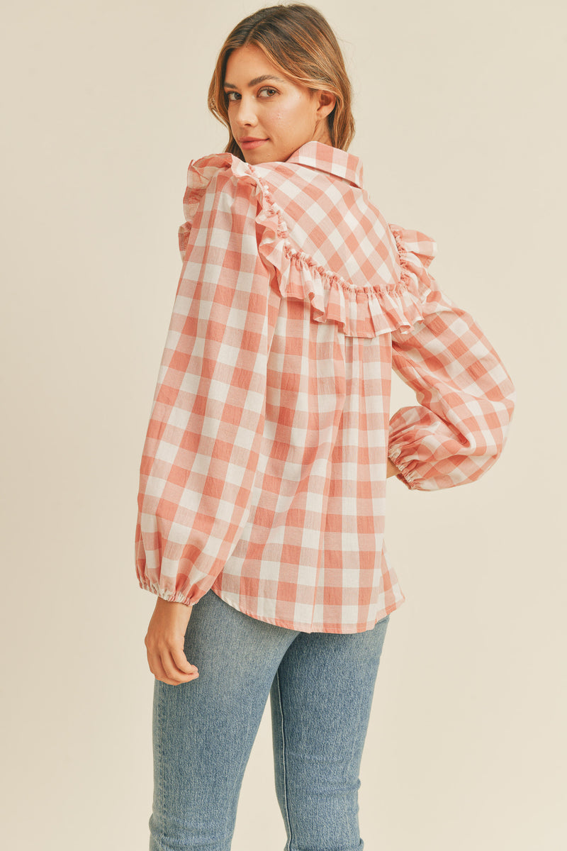 JIA RUFFLE SHOULDER BLOUSE