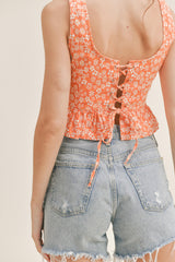 WILMA FLORAL BUSTIER TOP