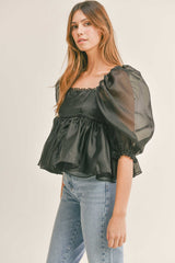 ROSELYN TULLE BABYDOLL TOP