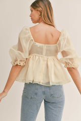 ROSELYN TULLE BABYDOLL TOP