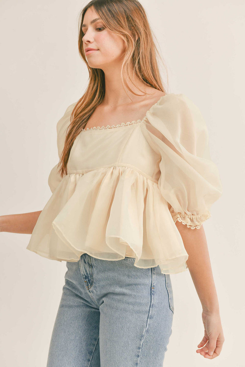 ROSELYN TULLE BABYDOLL TOP