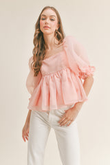 ROSELYN TULLE BABYDOLL TOP