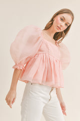 ROSELYN TULLE BABYDOLL TOP