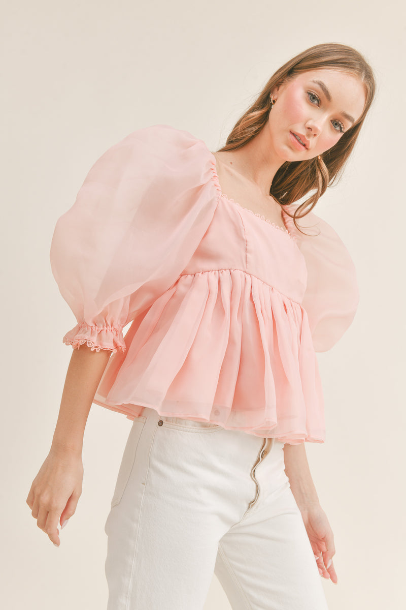 ROSELYN TULLE BABYDOLL TOP