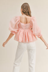 ROSELYN TULLE BABYDOLL TOP