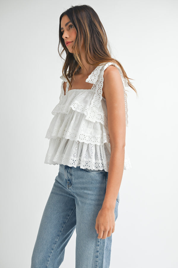 ASHLAND EMBROIDERED TIERED TOP