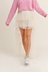 KINLEY TULLE MESH RUFFLE TIERED SKIRT