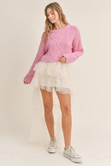 KINLEY TULLE MESH RUFFLE TIERED SKIRT