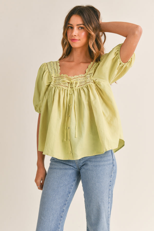 MADELYN LACE SQUARE NECK TOP