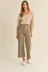 DEMENTRIA V-NECK POLO COLLAR KNIT TOP