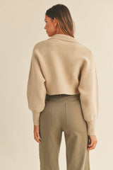 DEMENTRIA V-NECK POLO COLLAR KNIT TOP