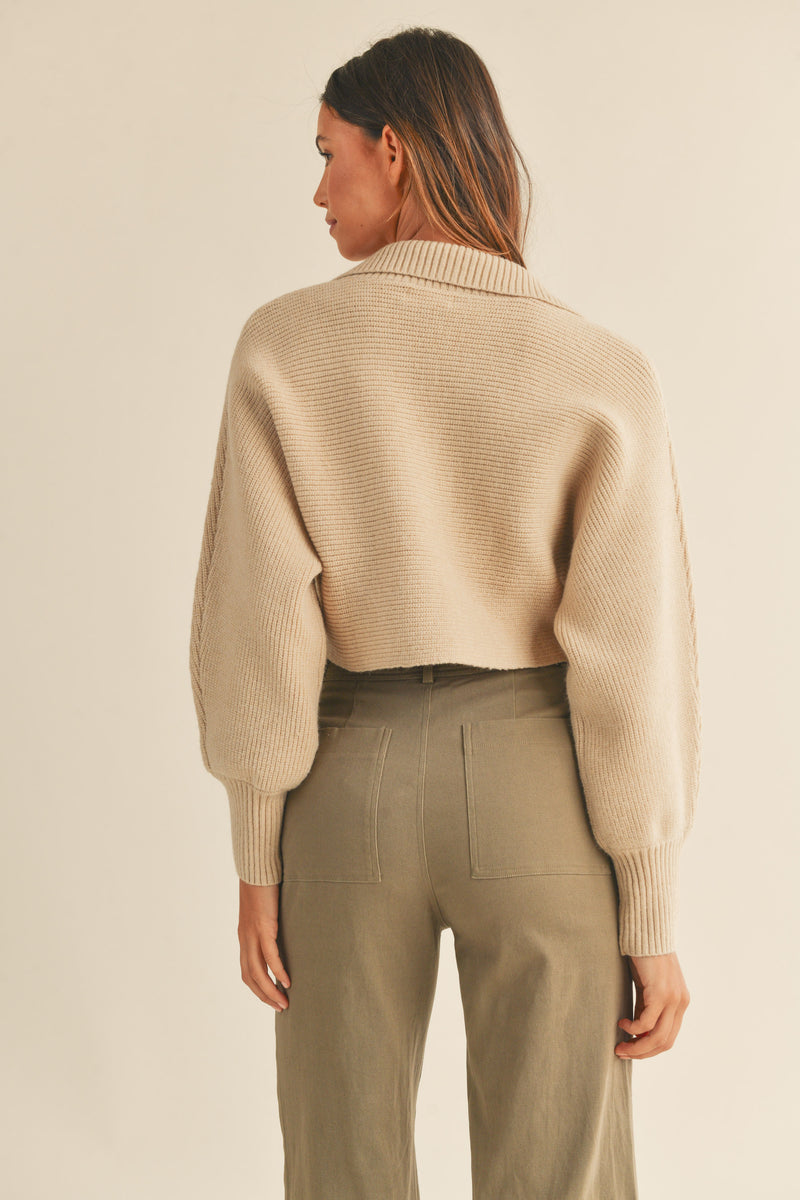 DEMENTRIA V-NECK POLO COLLAR KNIT TOP