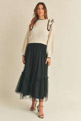 LISETTE RUFFLE SHOULDER SWEATER