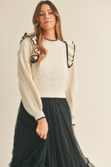 LISETTE RUFFLE SHOULDER SWEATER