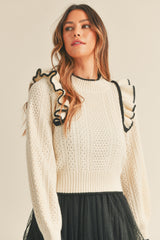 LISETTE RUFFLE SHOULDER SWEATER