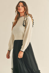 LISETTE RUFFLE SHOULDER SWEATER