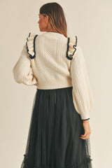 LISETTE RUFFLE SHOULDER SWEATER