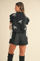 MELCHIE BOW KNIT VEST WITH SIDE BOW