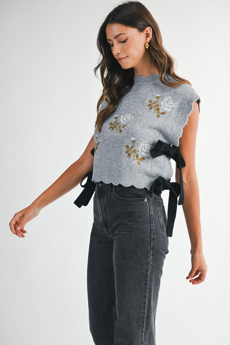 VALERIA KNIT VEST WITH EMBROIDERY