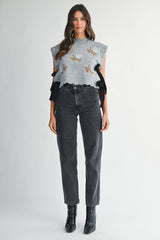 VALERIA KNIT VEST WITH EMBROIDERY