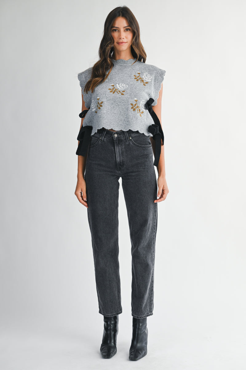 VALERIA KNIT VEST WITH EMBROIDERY