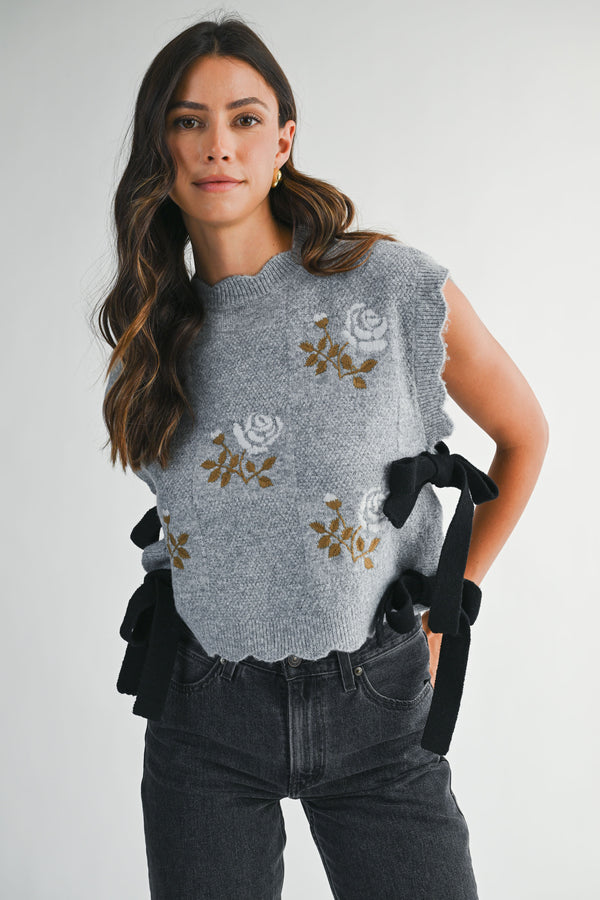 VALERIA KNIT VEST WITH EMBROIDERY