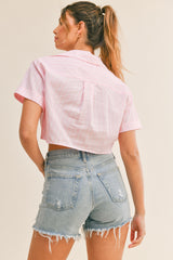 MALIYAH TWISTED FRONT BUTTON DOWN CROP SHIRTS