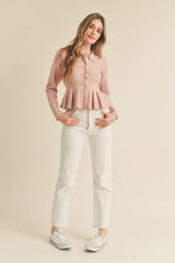 LOTTEE COLLARED PEPLUM KNIT SHIRT