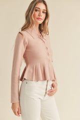 LOTTEE COLLARED PEPLUM KNIT SHIRT