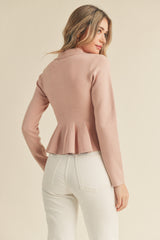 LOTTEE COLLARED PEPLUM KNIT SHIRT