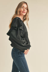 KAISLEY RUFFLE DETAIL LONG SLEEVES TOP