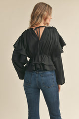 KAISLEY RUFFLE DETAIL LONG SLEEVES TOP