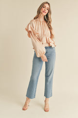 KAISLEY RUFFLE DETAIL LONG SLEEVES TOP