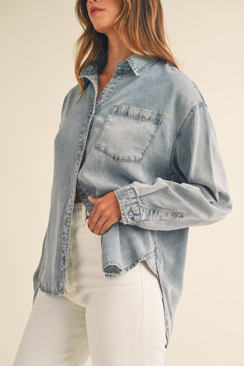 LETITIA SALTY SOUL BUTTON DOWN DENIM SHIRT