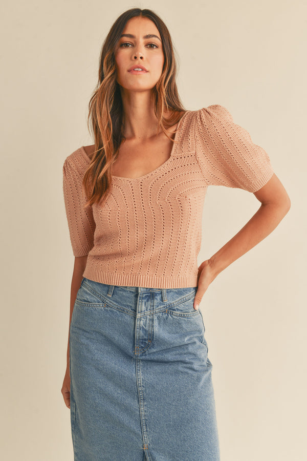 HATTIE PUFF SLEEVE KNIT TOP