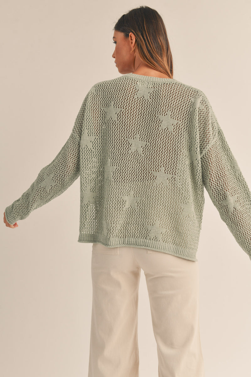 AINARA STAR PATTERN KNIT SWEATER