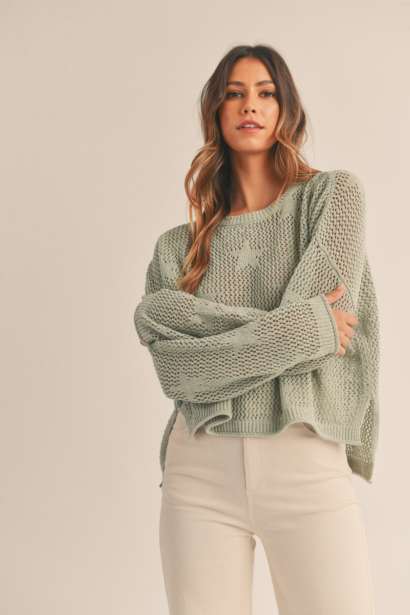 AINARA STAR PATTERN KNIT SWEATER