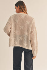 AINARA STAR PATTERN KNIT SWEATER