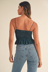 AMERIE LACE AND POPLIN CORSET TOP