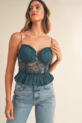 AMERIE LACE AND POPLIN CORSET TOP