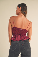 AMERIE LACE AND POPLIN CORSET TOP