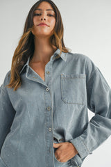 GILLIAN RHINESTONE DENIM SHIRT