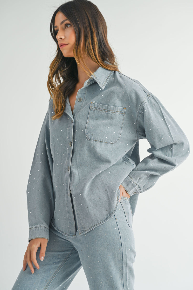 GILLIAN RHINESTONE DENIM SHIRT